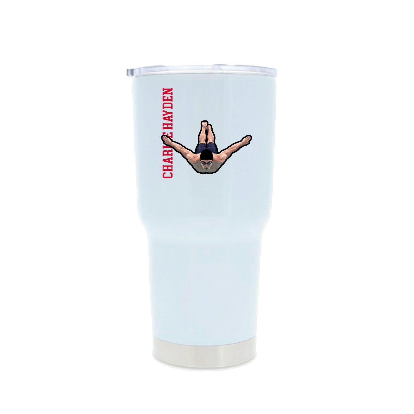 30oz Stainless Steel Tumbler — Name Vertical in White