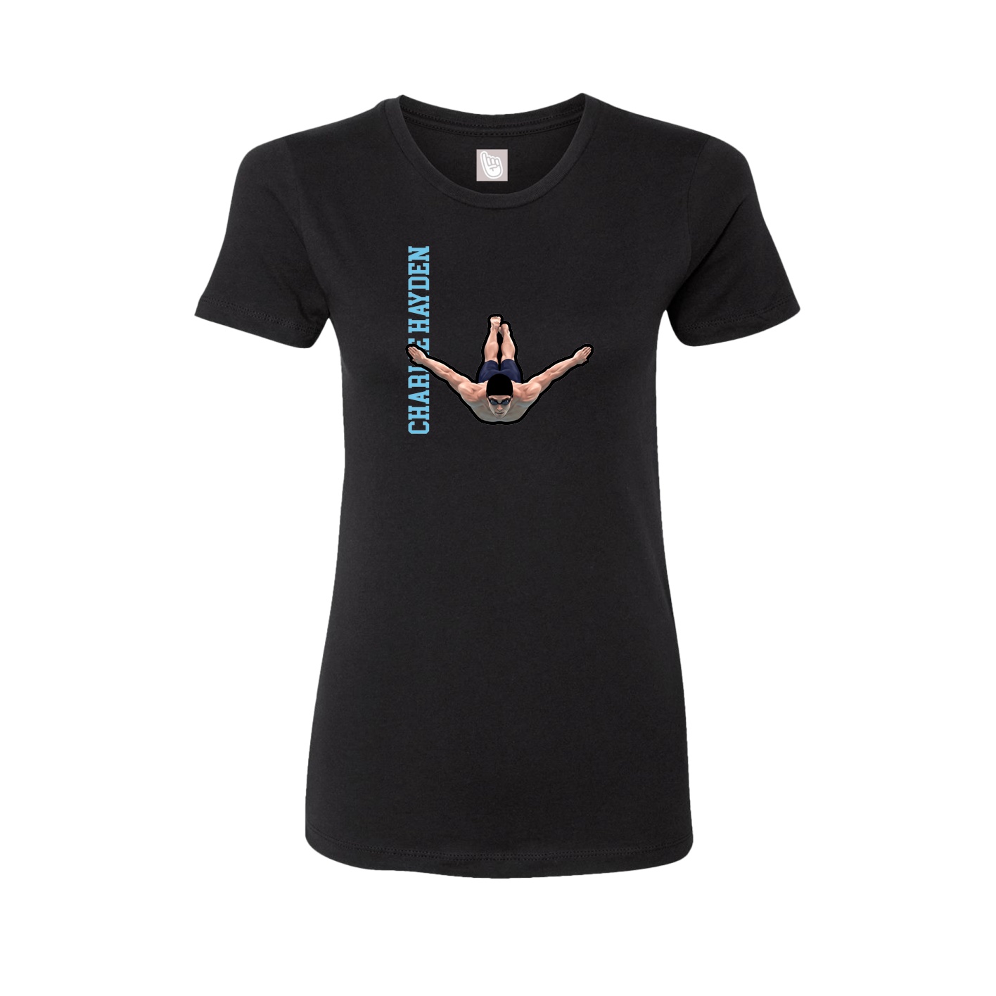 Fitted Women's Tee — Name Vertical in Black