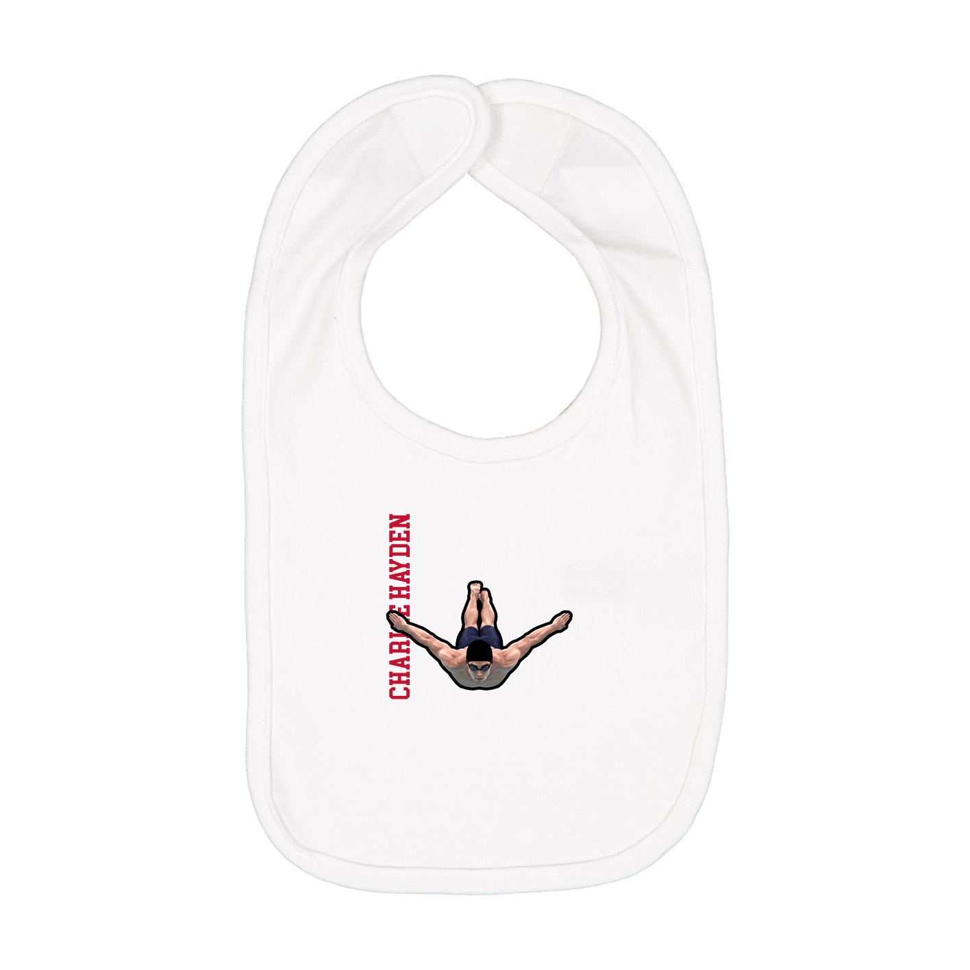 Infant Bib — Name Vertical in White