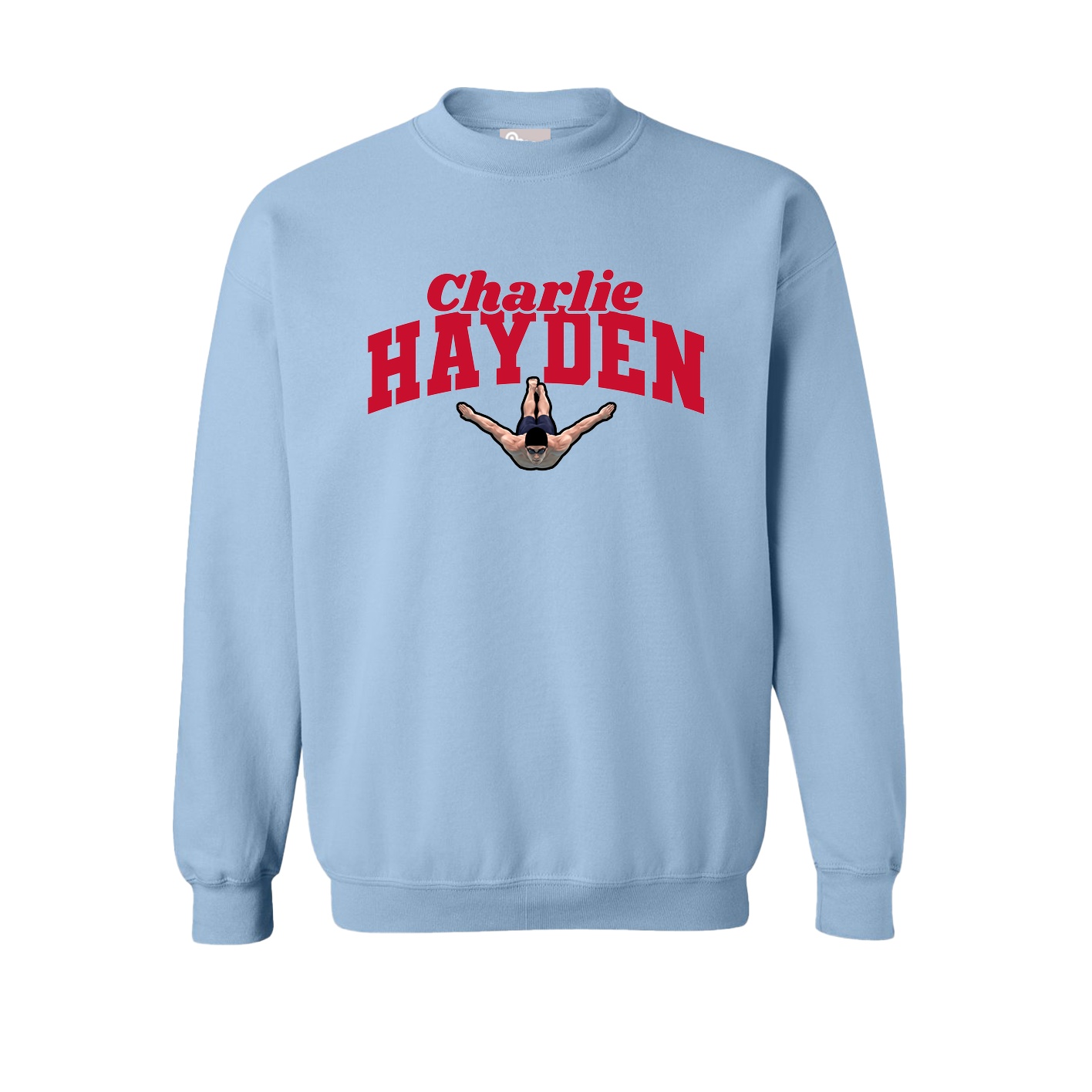 Fleece Crew — Signature Arch in Light Blue