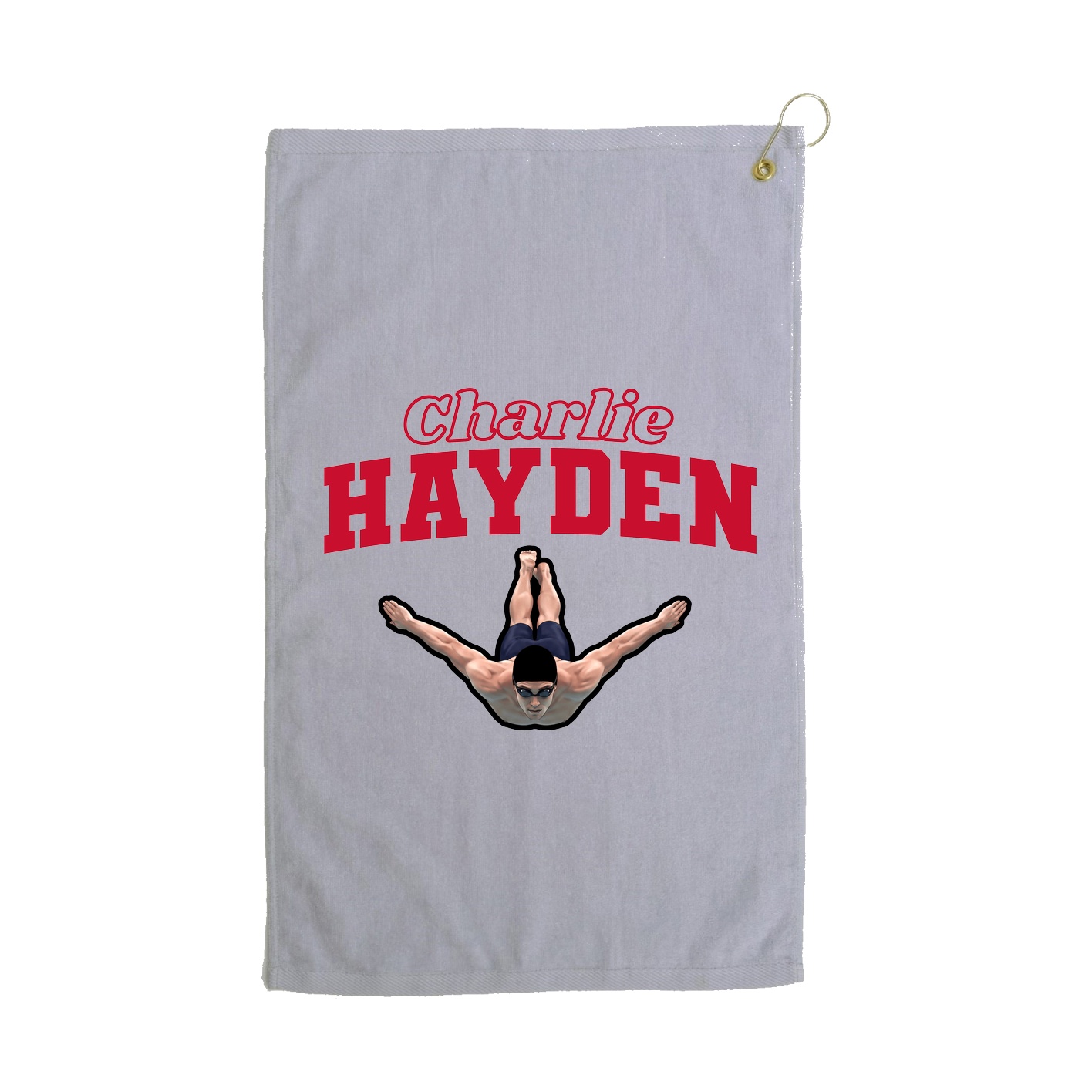 Golf Towel — Name Arch in Grey