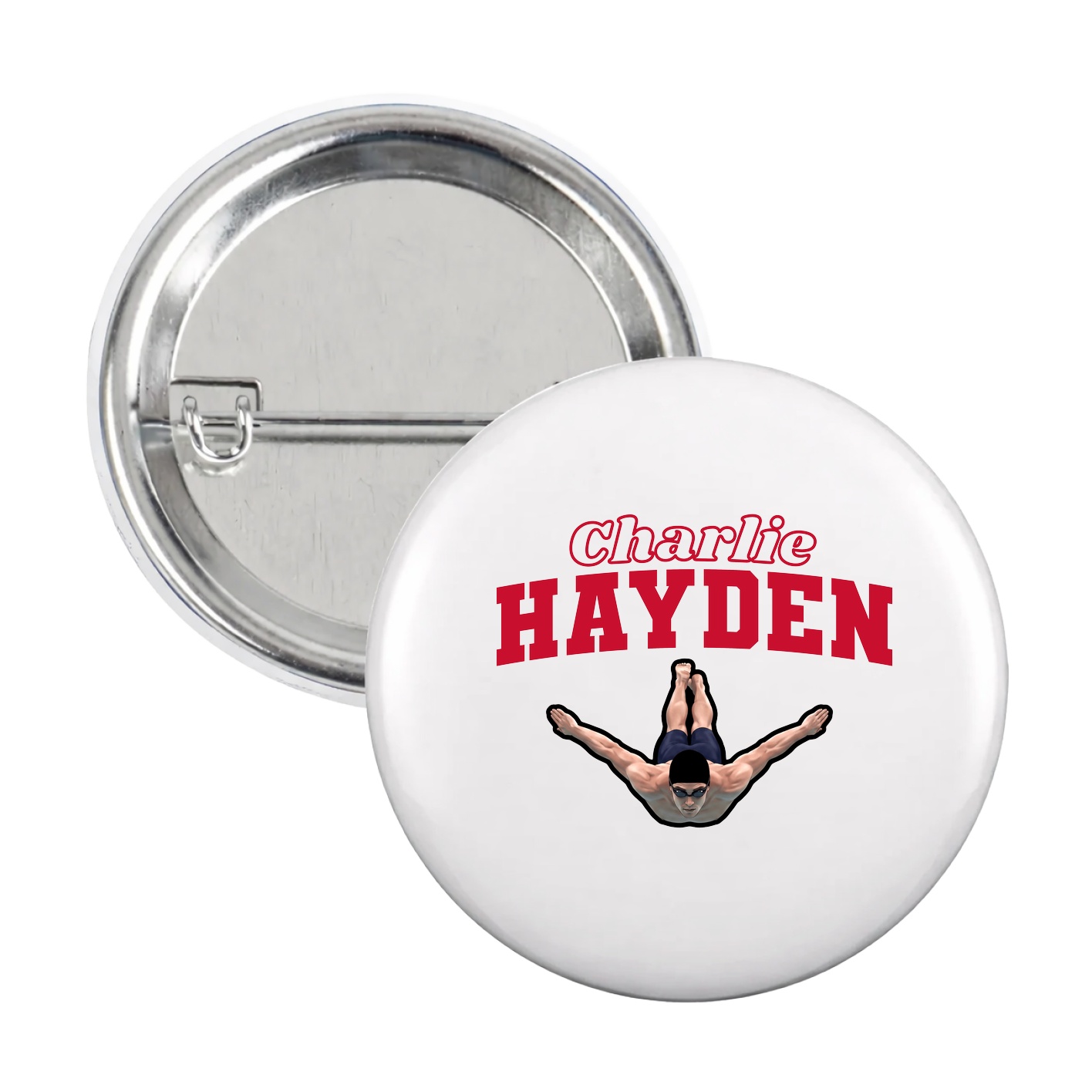 Game Day Button — Name Arch in White