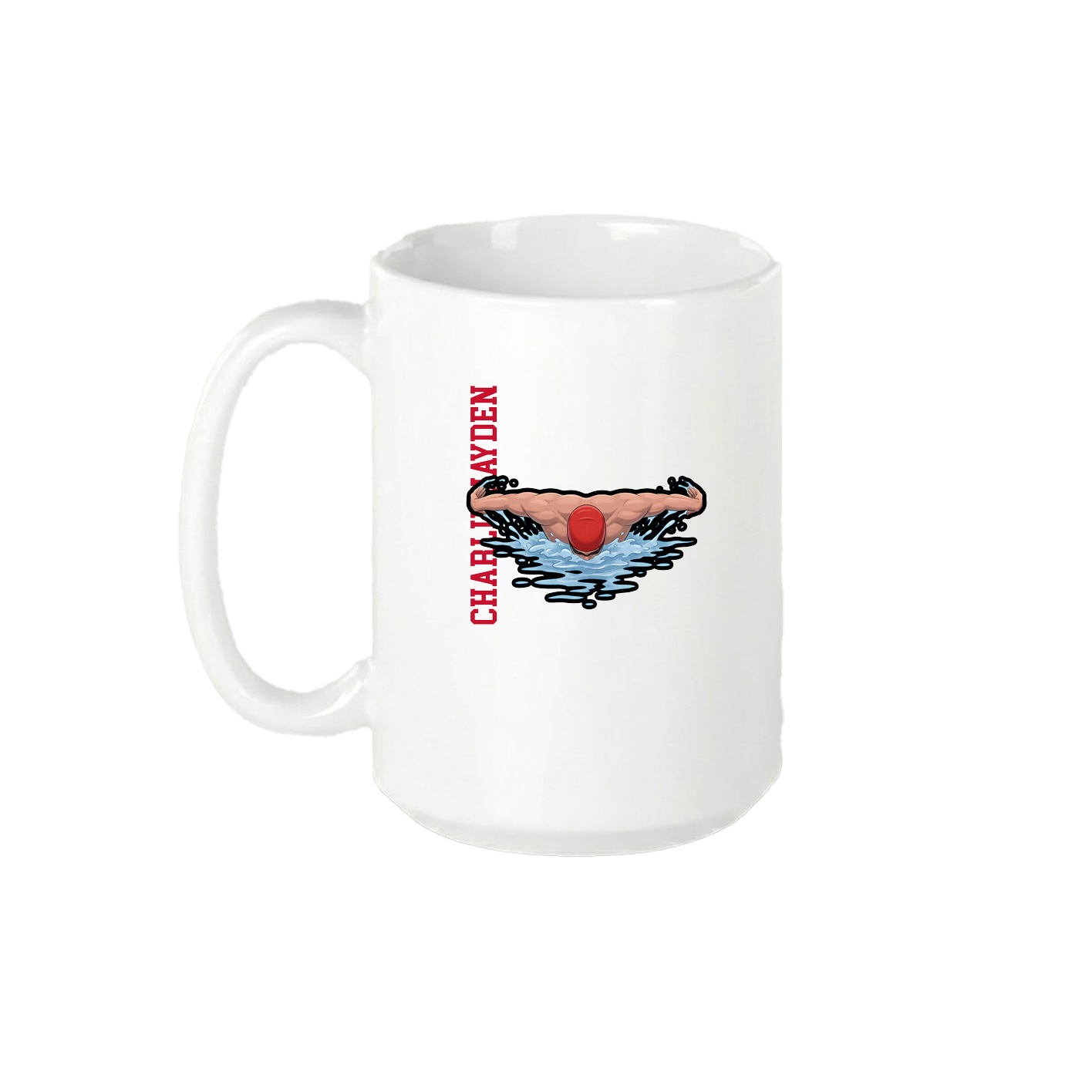 15oz Coffee Mug — Name Vertical in White