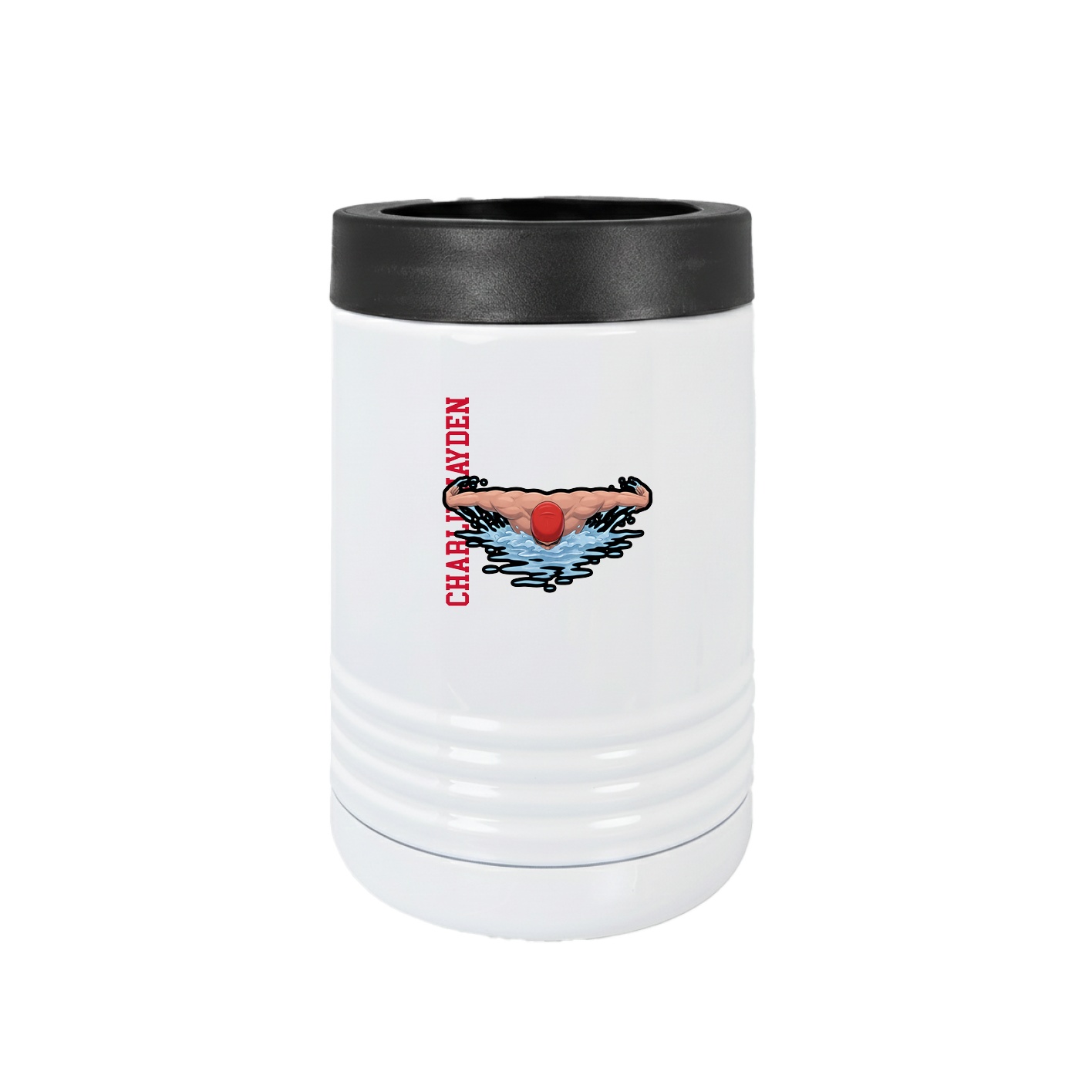 Beverage Holder — Name Vertical in White