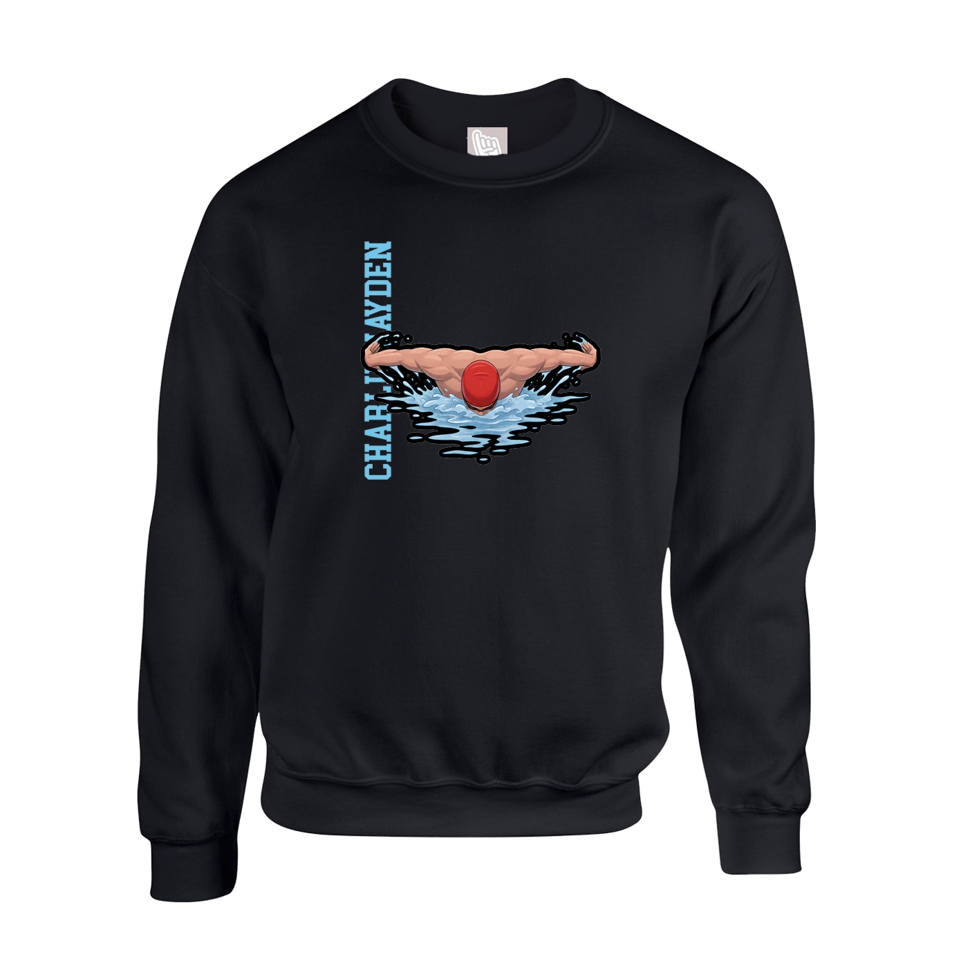 Fleece Crew — Name Vertical in Black