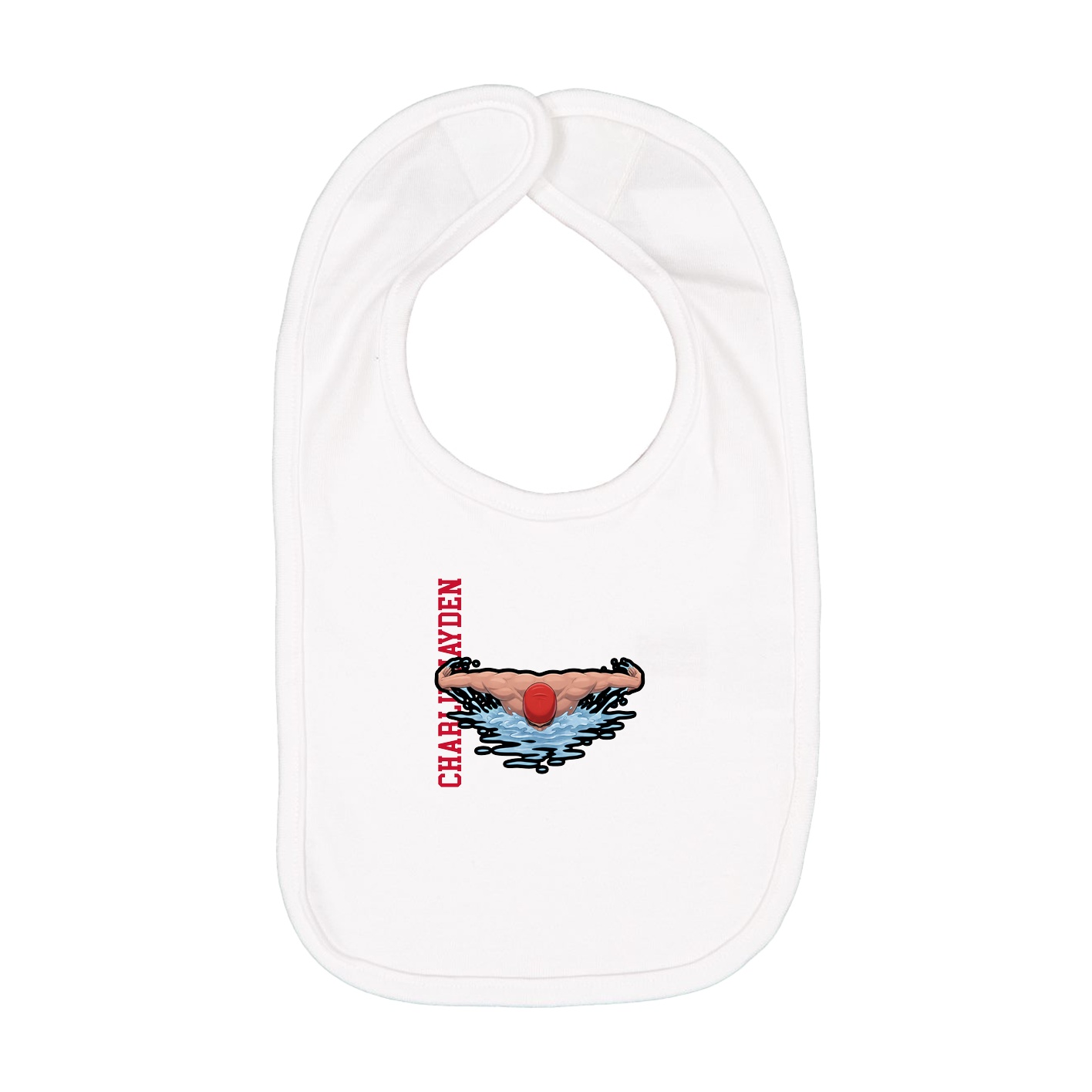 Infant Bib — Name Vertical in White