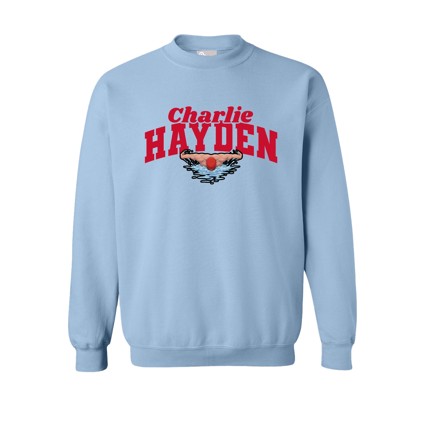 Fleece Crew — Signature Arch in Light Blue