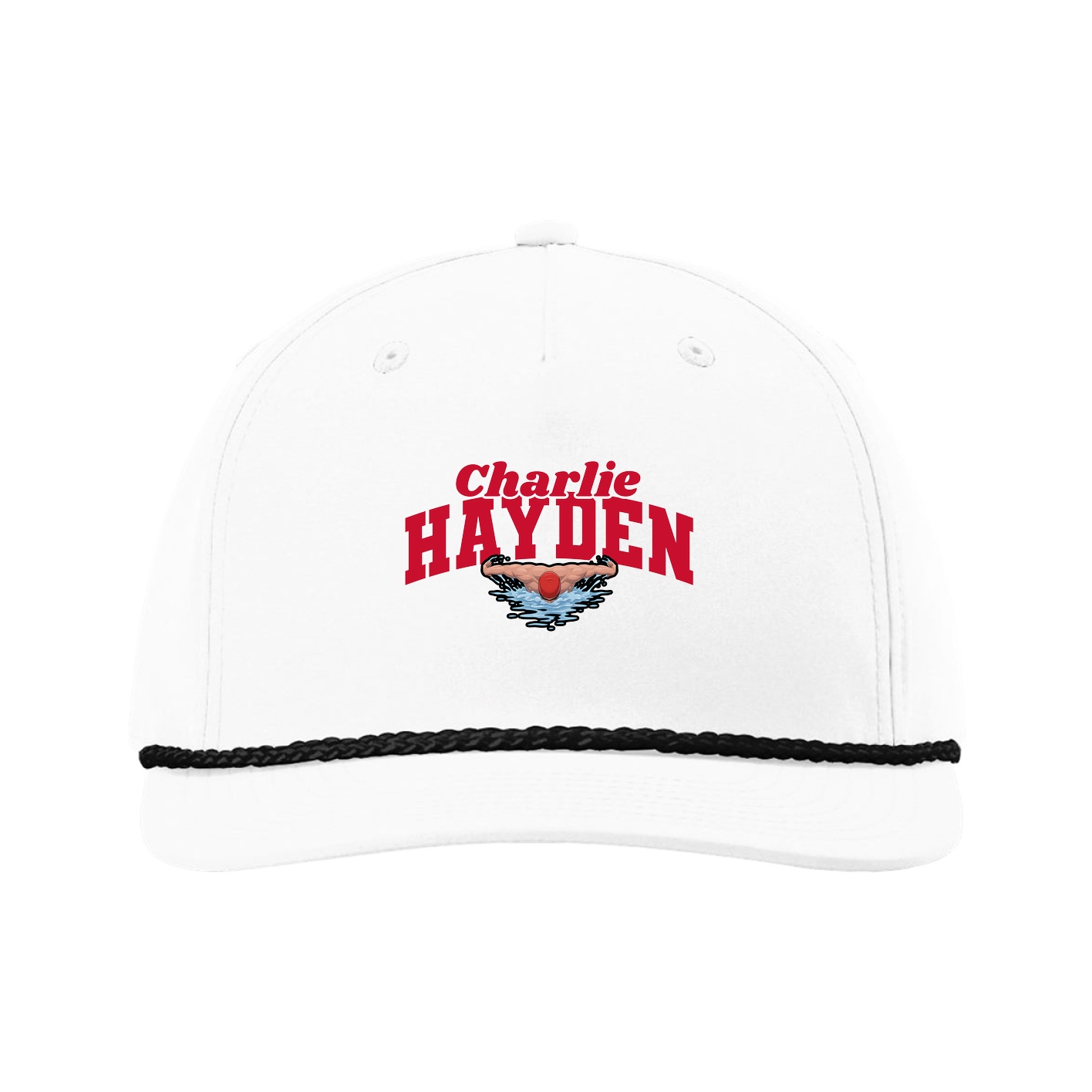 Five-Panel Classic Rope Cap — Signature Arch in White