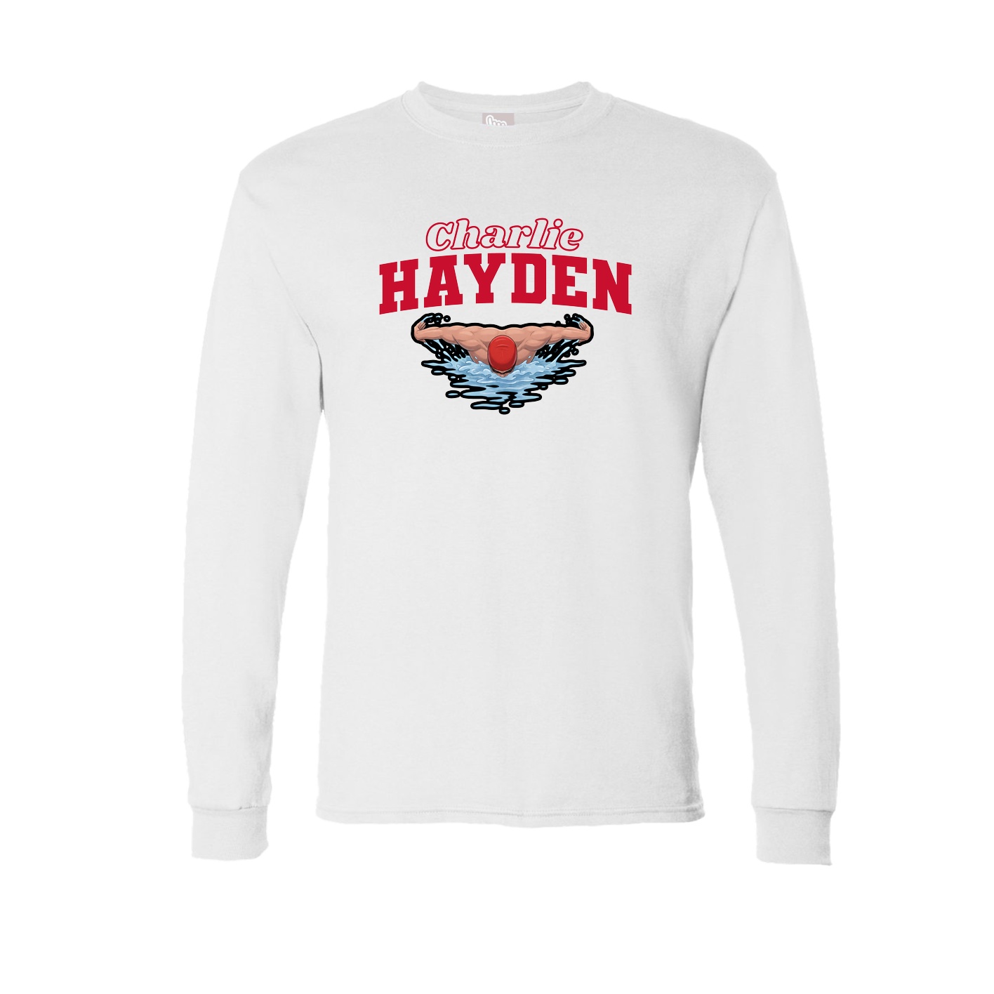 Long Sleeve Tee — Name Arch in White