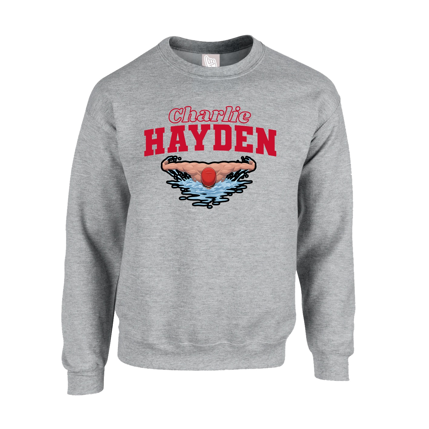 Fleece Crew — Name Arch in Grey