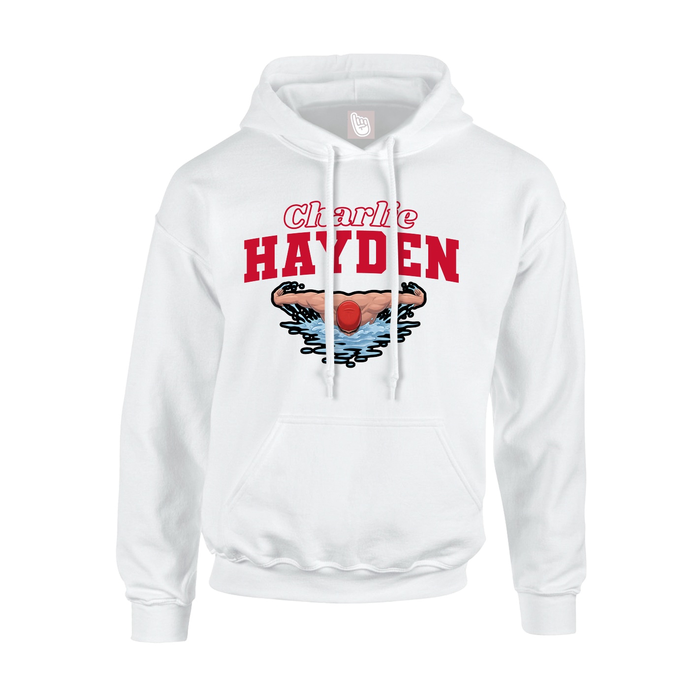 Youth Hoodie — Name Arch in White