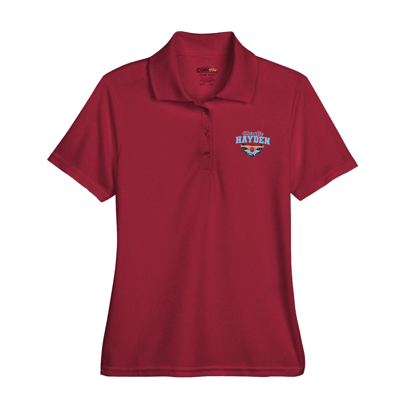 Womens Performance Polo — Name Arch in Red