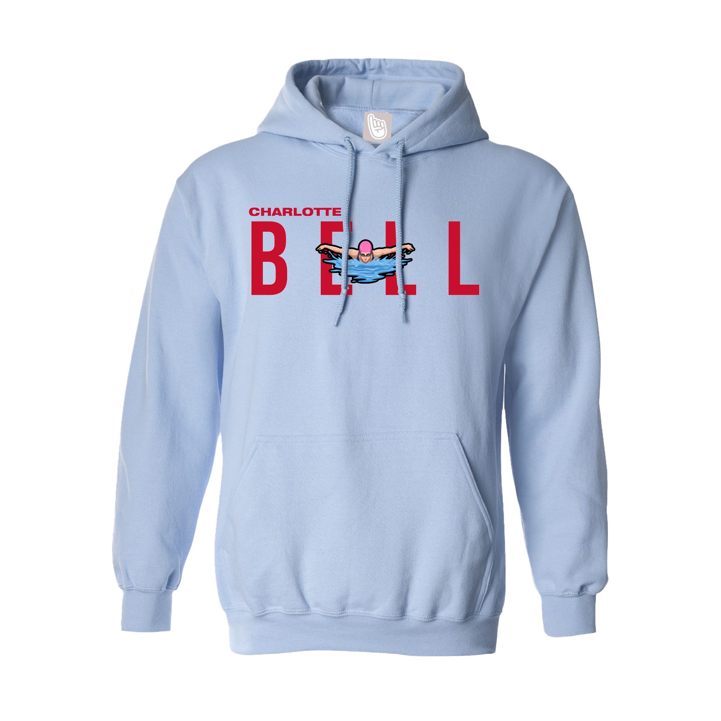 Hoodie — Player Name in Light Blue
