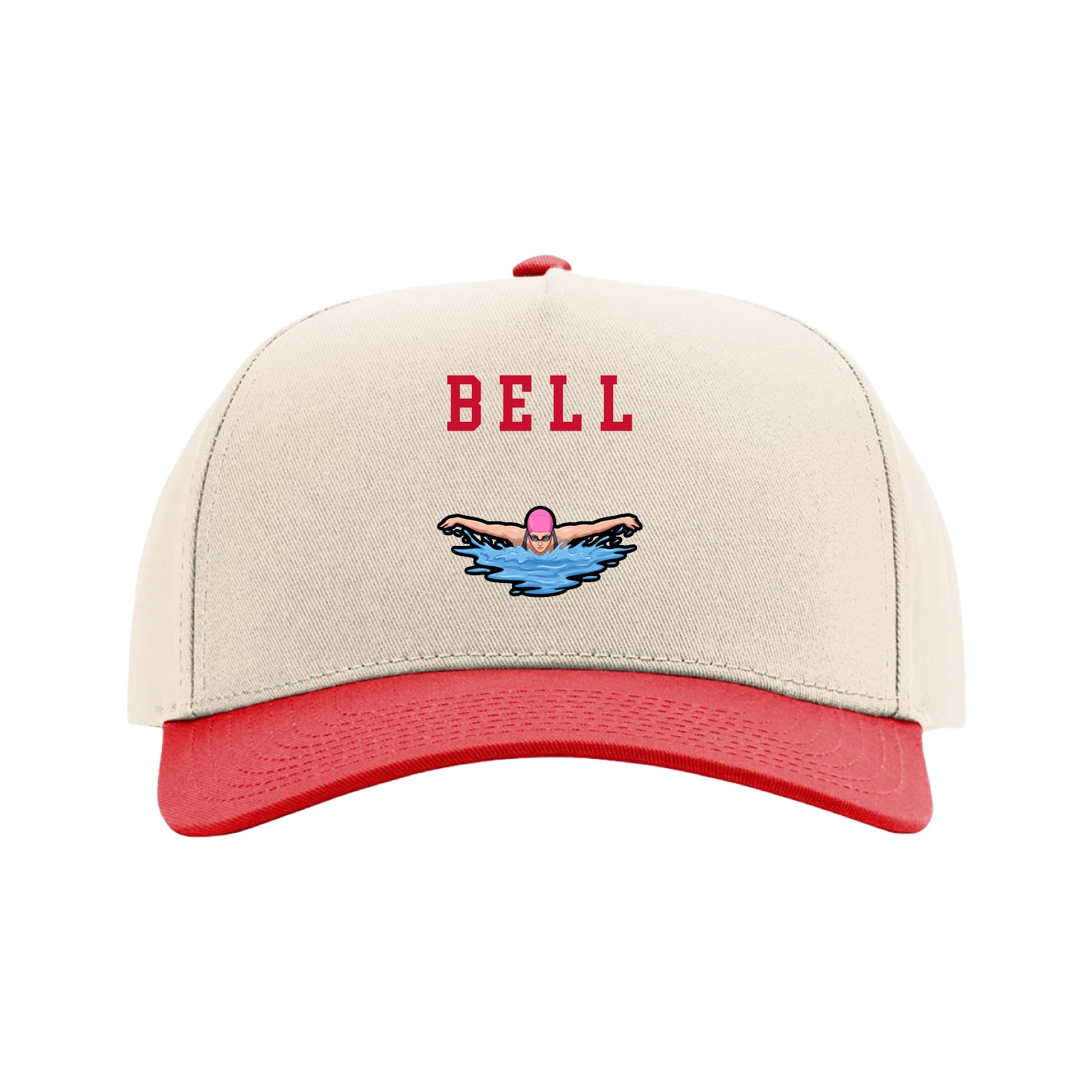 Full Fabric Five-Panel Champ Cap — Shirsey in Cream/Red