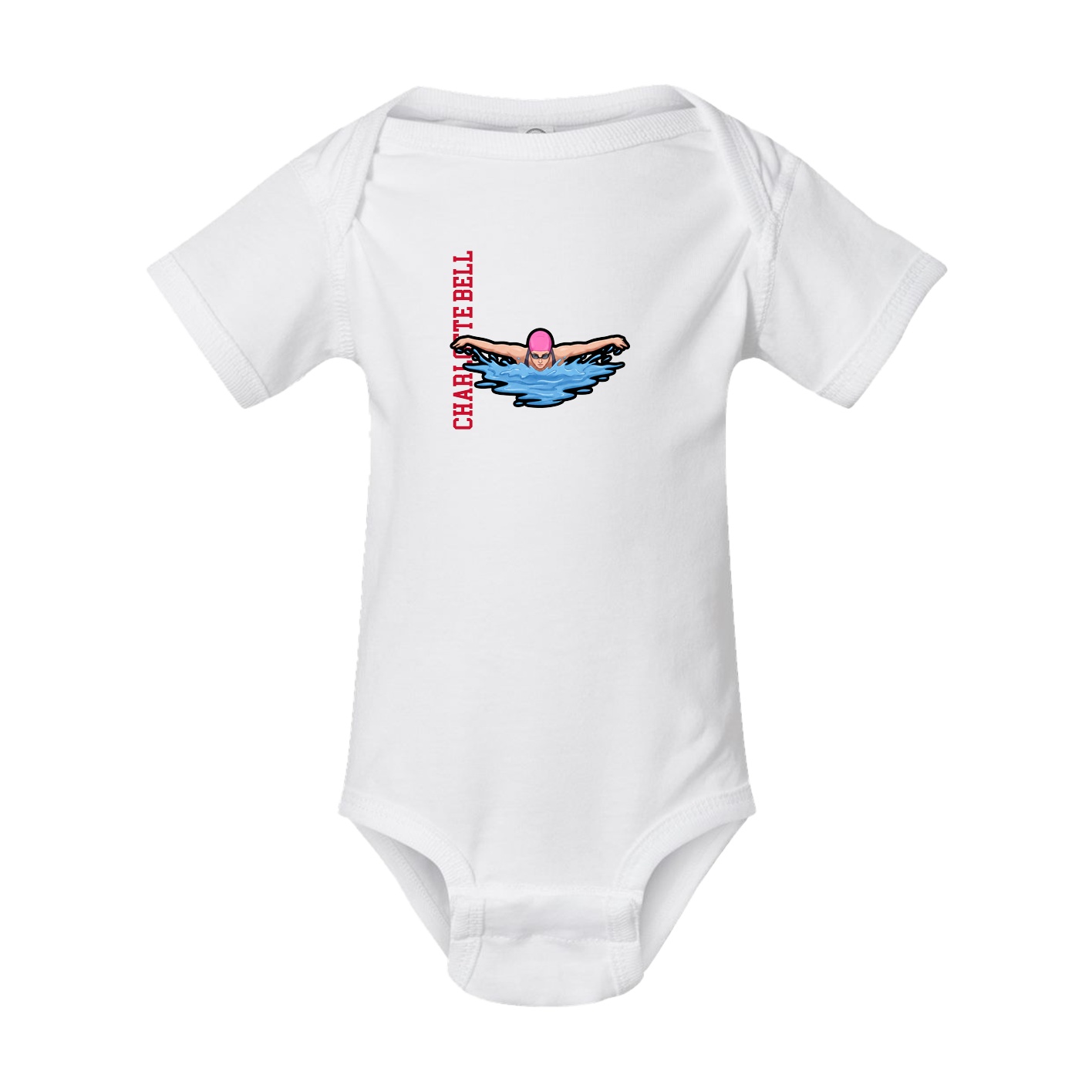 Baby Onesie — Name Vertical in White