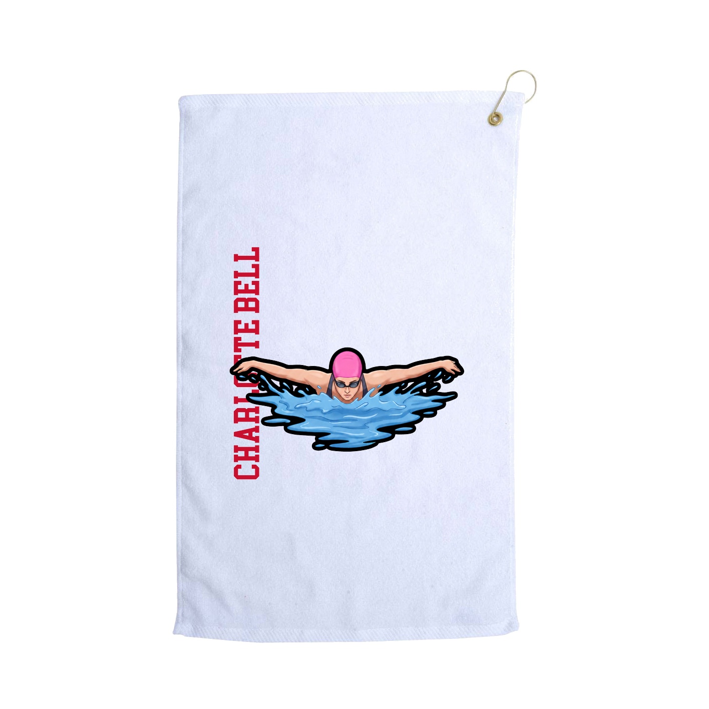 Golf Towel — Name Vertical in White