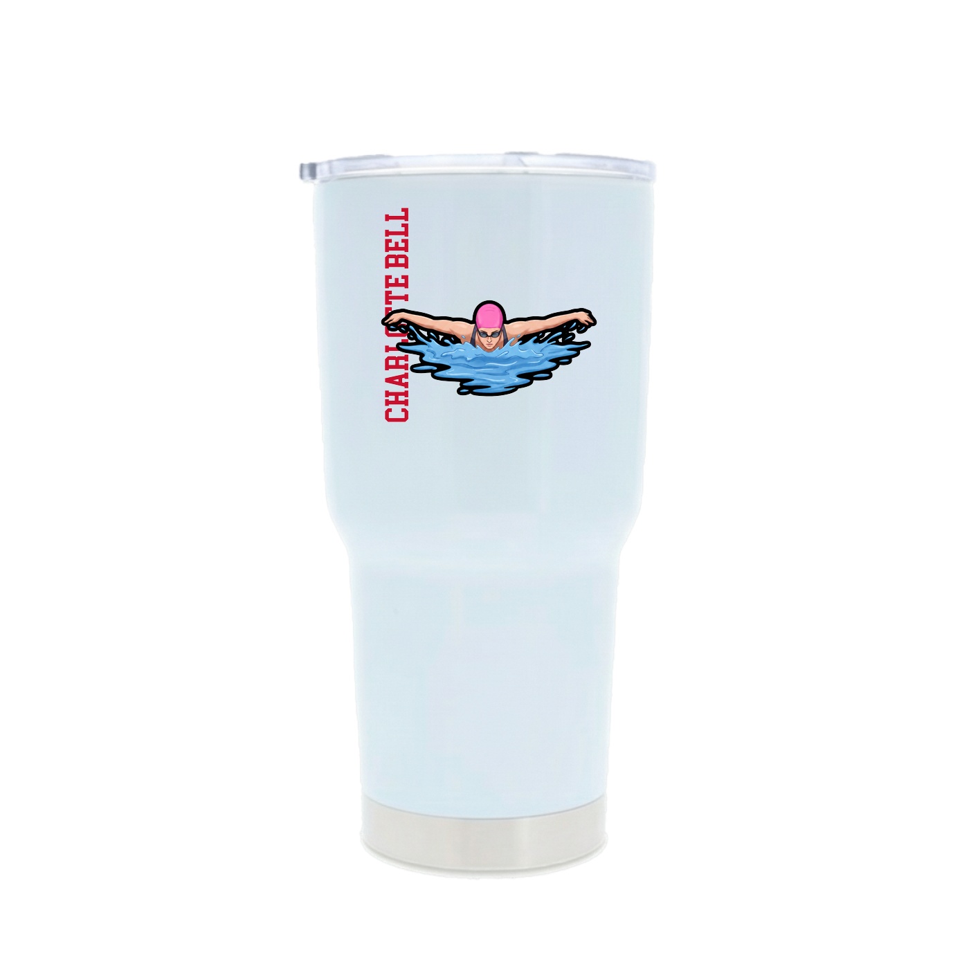 30oz Stainless Steel Tumbler — Name Vertical in White