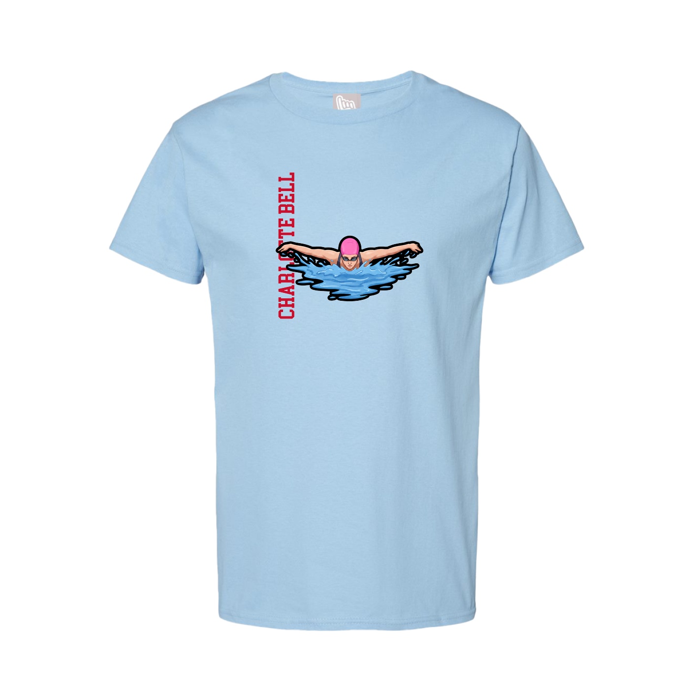Tee — Name Vertical in Light Blue