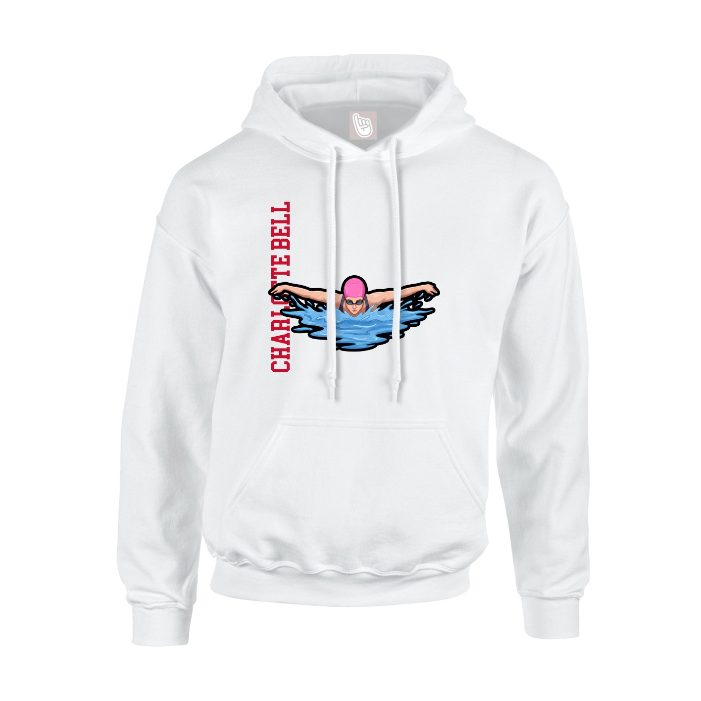 Youth Hoodie — Name Vertical in White