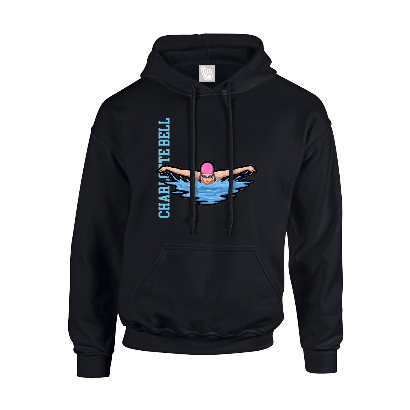 Youth Hoodie — Name Vertical in Black