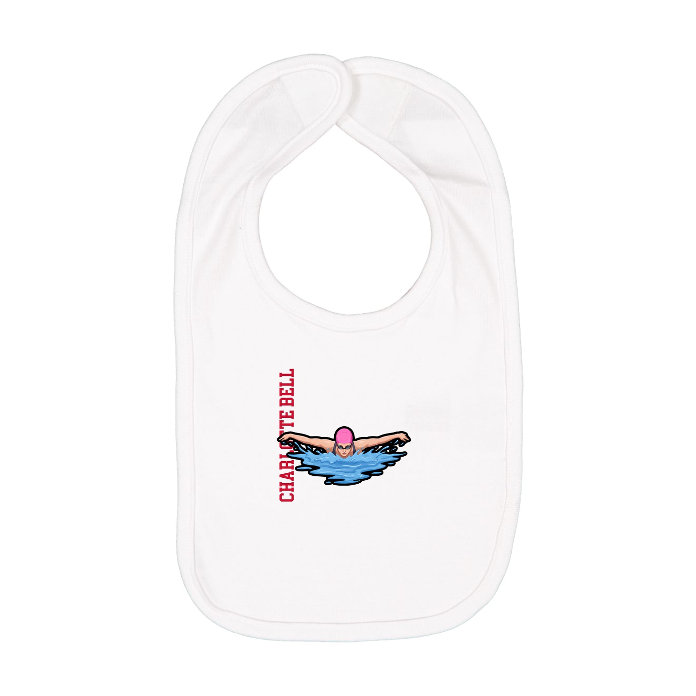 Infant Bib — Name Vertical in White