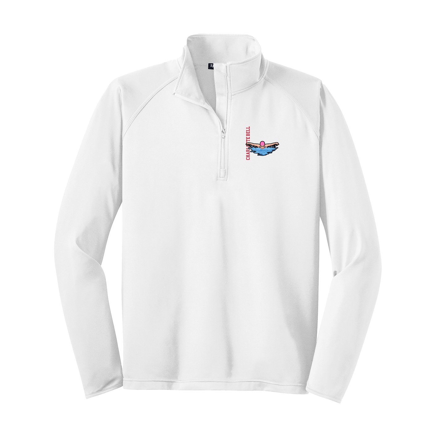 Q-Zip Pullover — Name Vertical in White