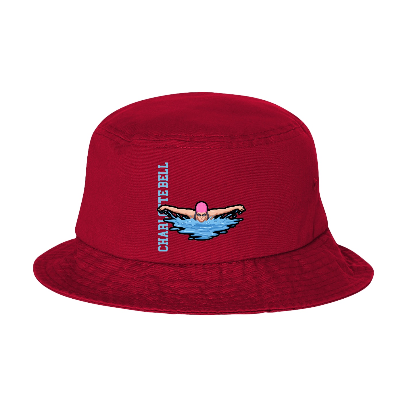 Bucket Cap — Name Vertical in Red