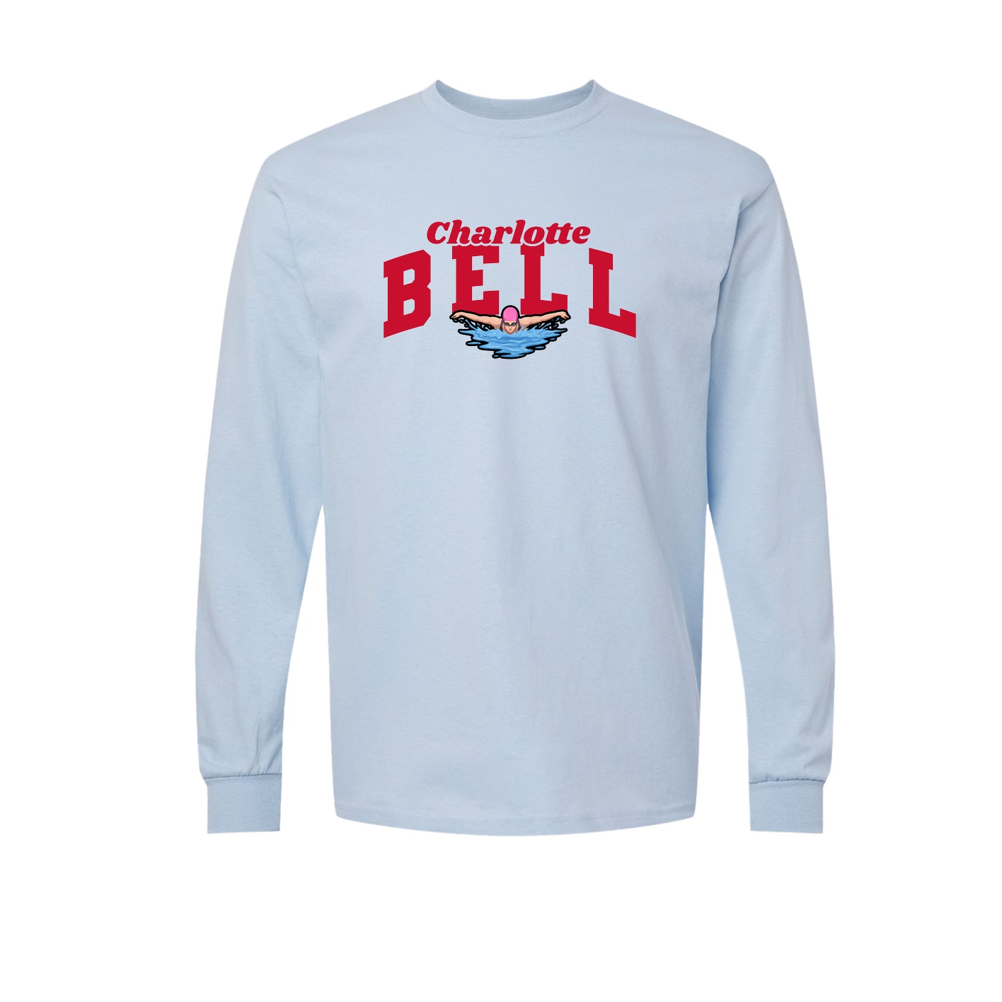Long Sleeve Tee — Signature Arch in Light Blue