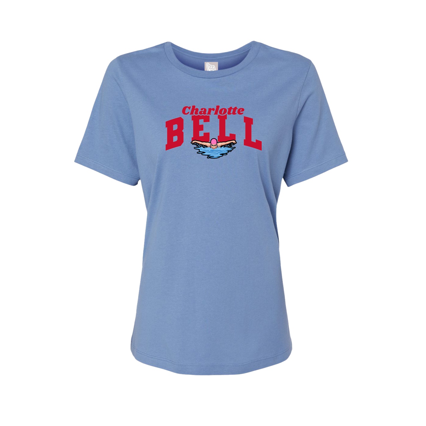Fitted Women's Tee — Signature Arch in Powder Blue