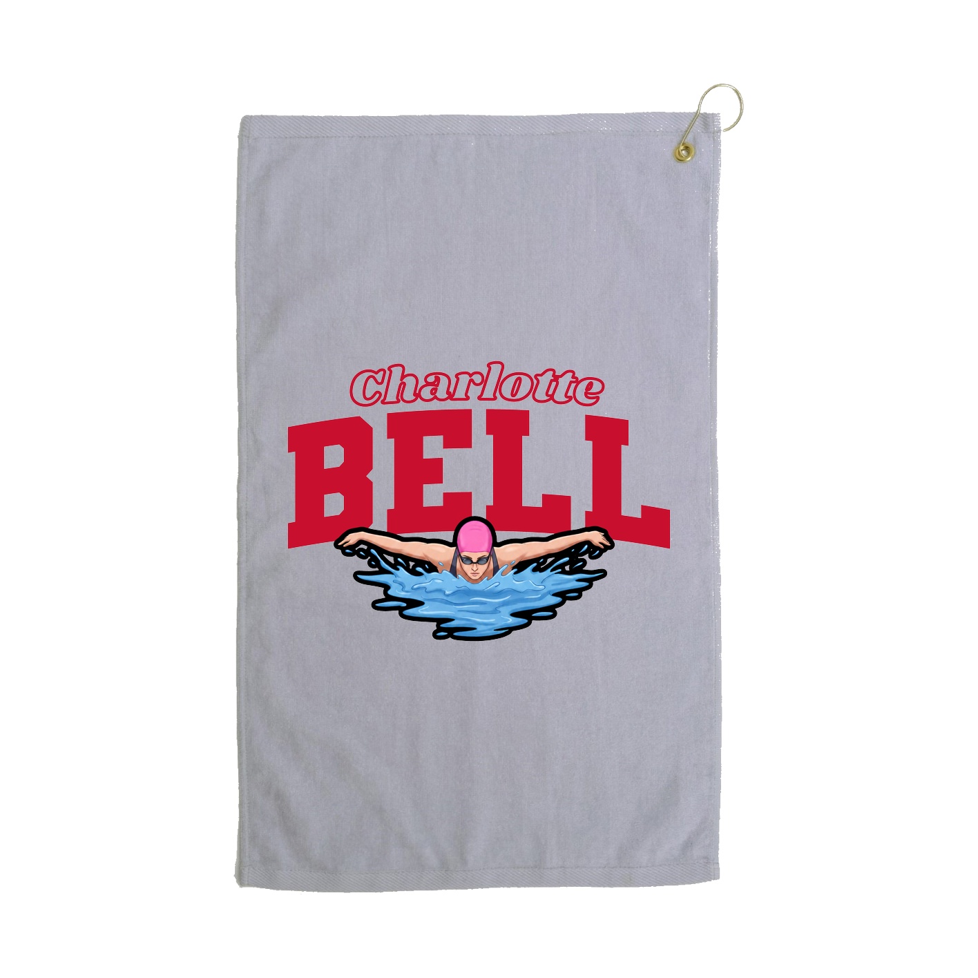Golf Towel — Name Arch in Grey