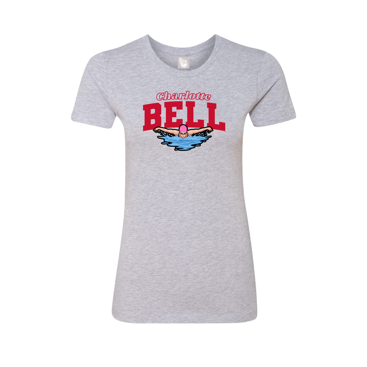 Fitted Women's Tee — Name Arch in Grey