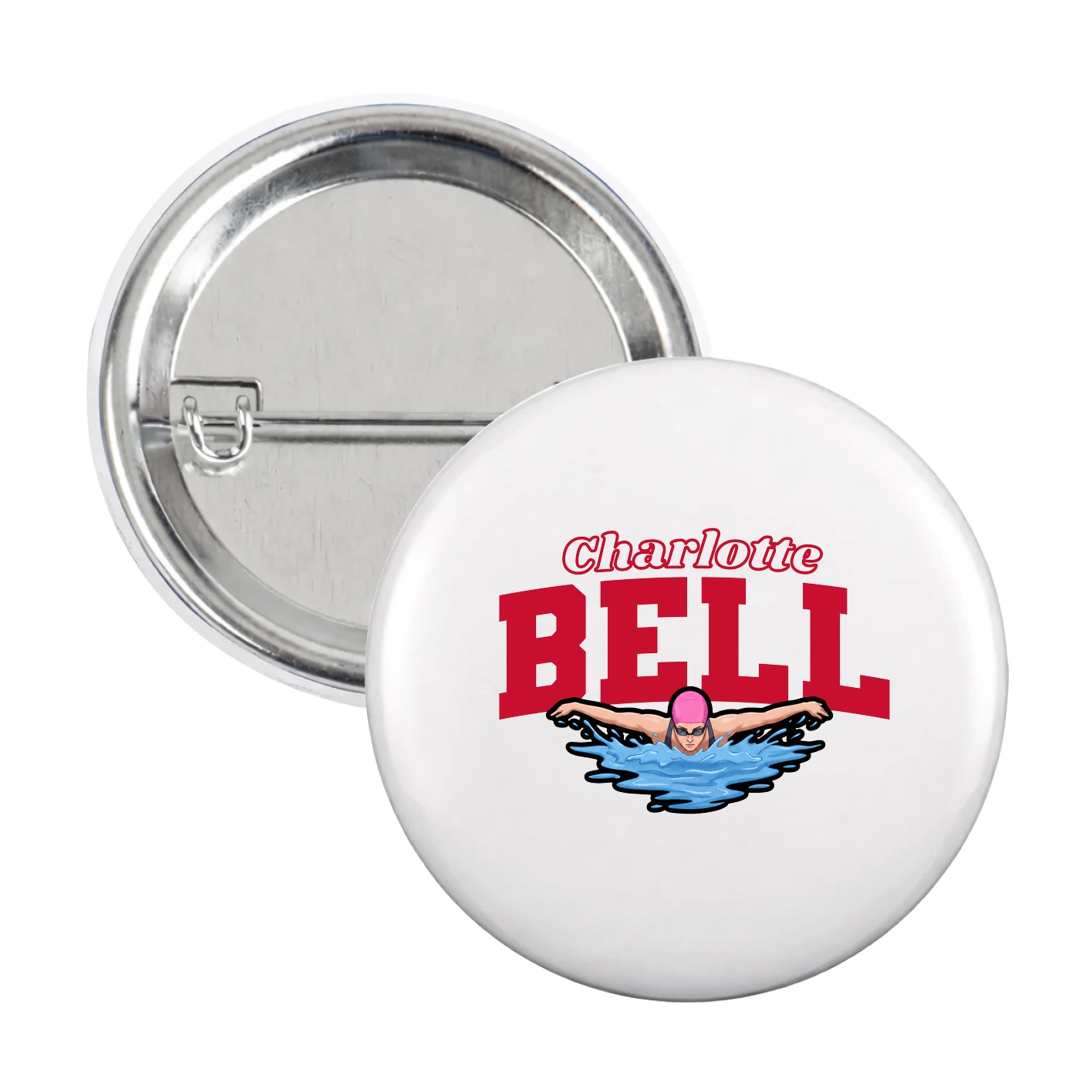Game Day Button — Name Arch in White