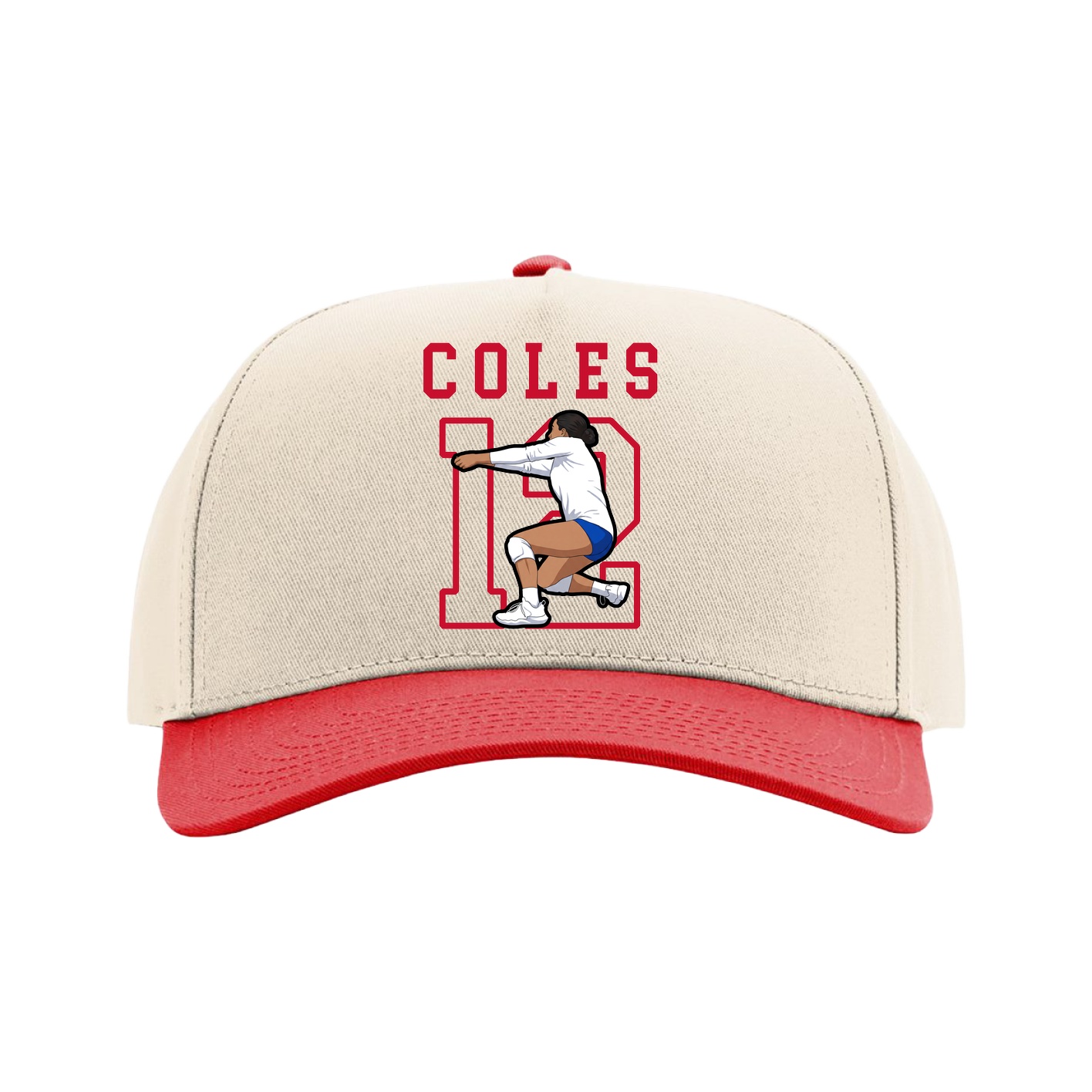 Full Fabric Five-Panel Champ Cap — Shirsey in Cream/Red