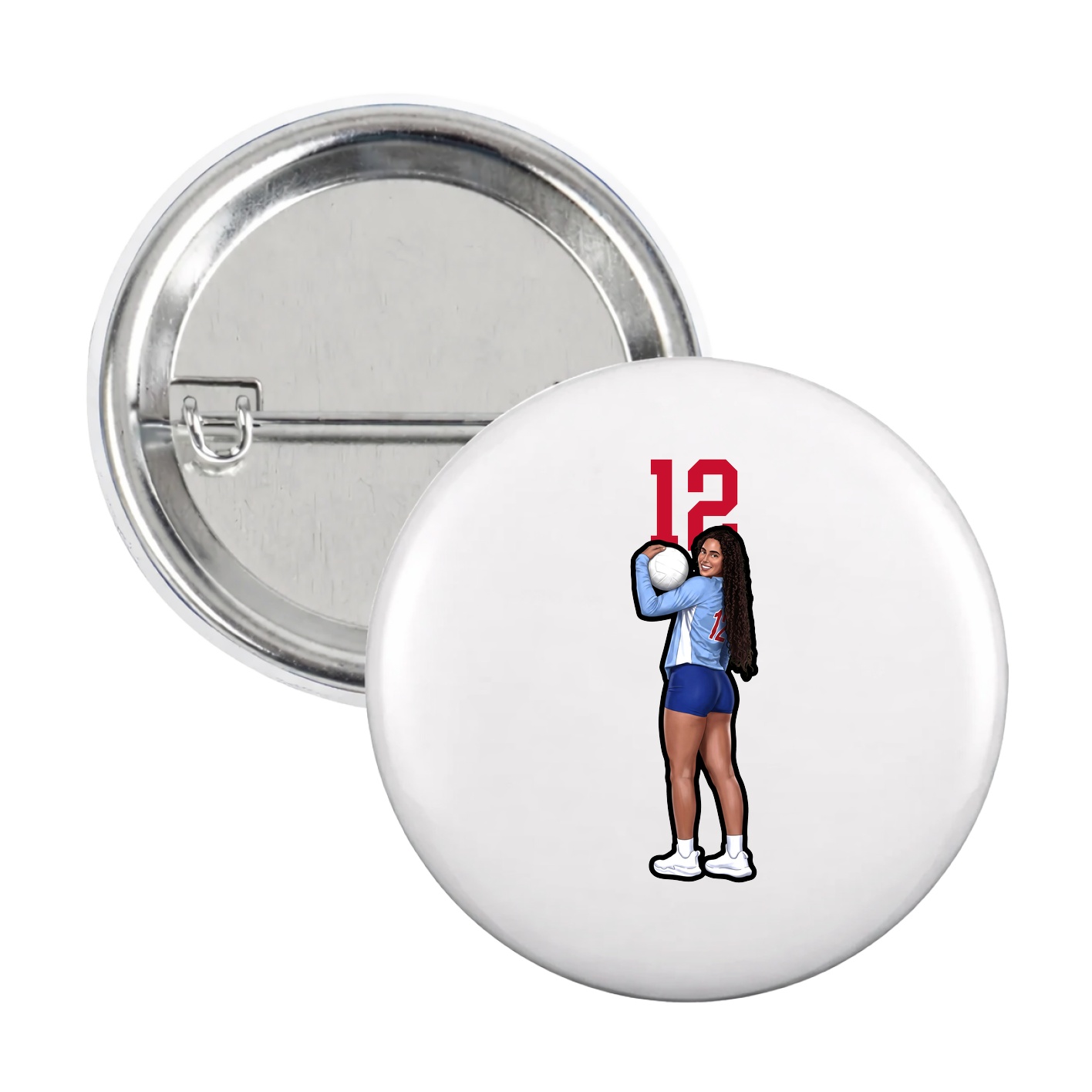Game Day Button — Number Top in White