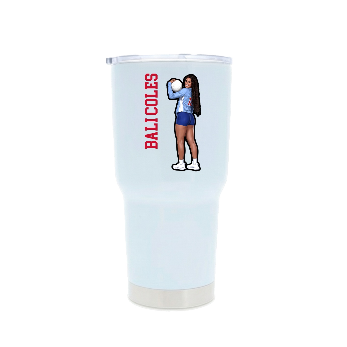 30oz Stainless Steel Tumbler — Name Vertical in White