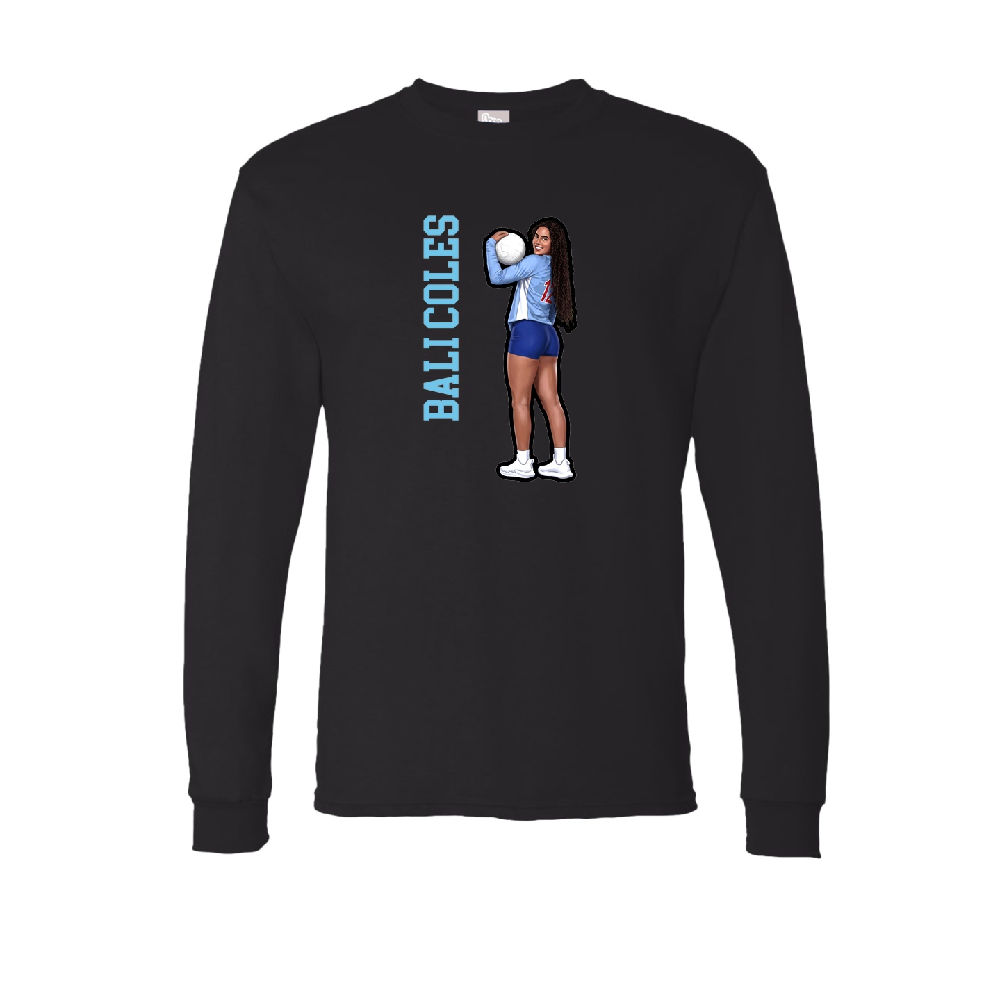 Long Sleeve Tee — Name Vertical in Black