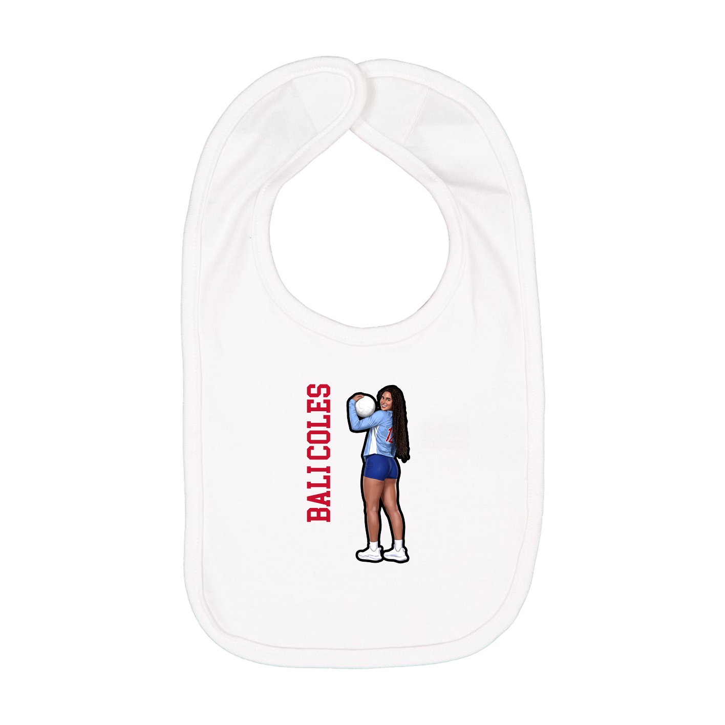 Infant Bib — Name Vertical in White
