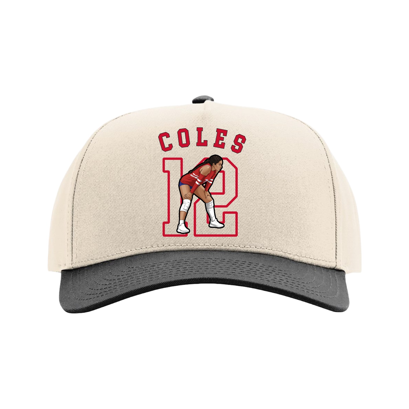 Full Fabric Five-Panel Champ Cap — Shirsey Arch in Cream/Black