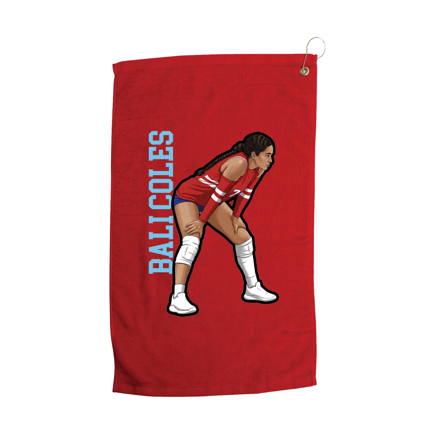 Golf Towel — Name Vertical in Red
