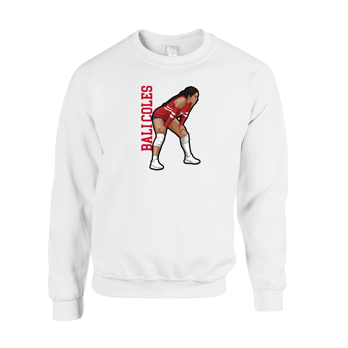 Fleece Crew — Name Vertical in White