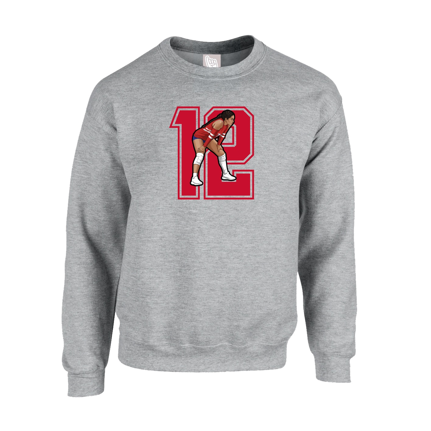 Fleece Crew — Number in Grey