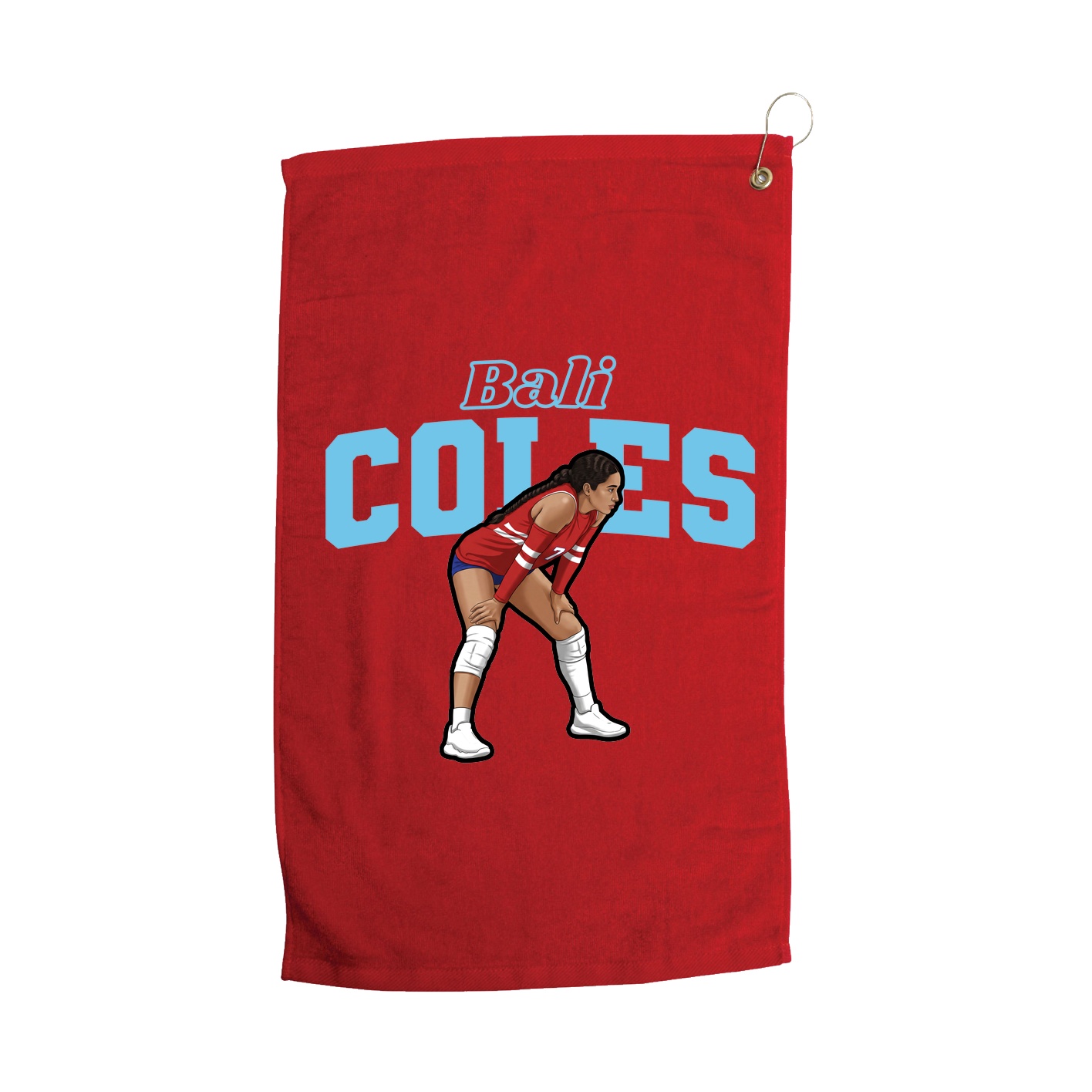 Golf Towel — Name Arch in Red