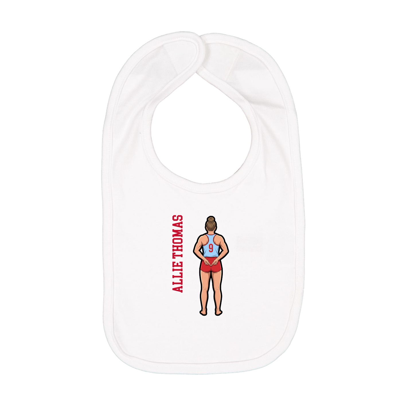 Infant Bib — Name Vertical in White