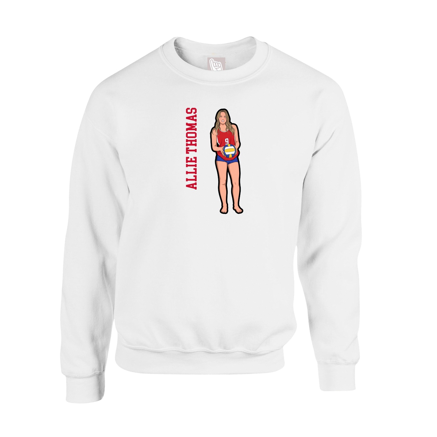Fleece Crew — Name Vertical in White