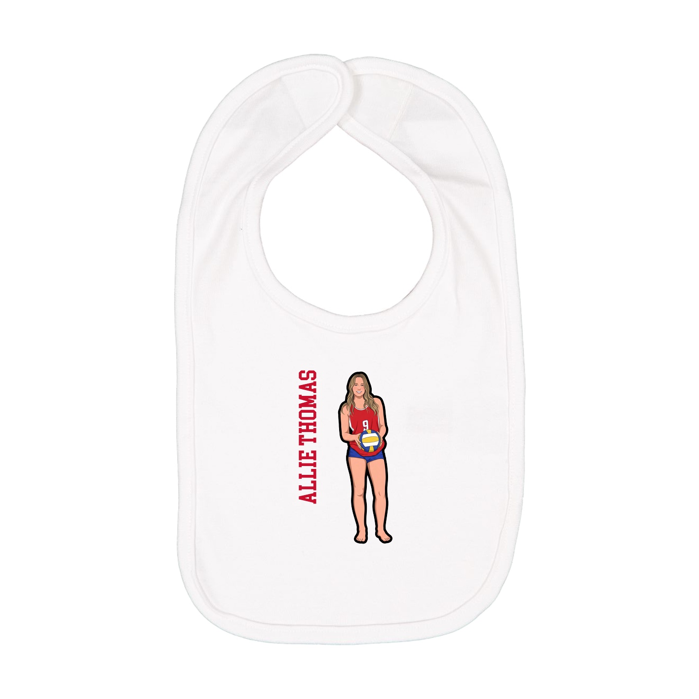 Infant Bib — Name Vertical in White