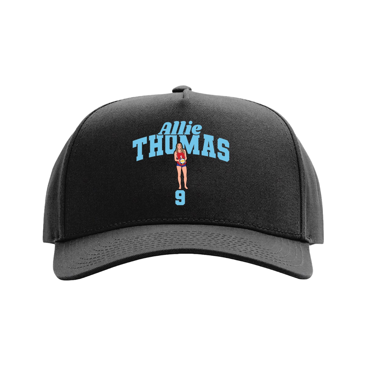 Full Fabric Five-Panel Champ Cap — Signature Arch in Black