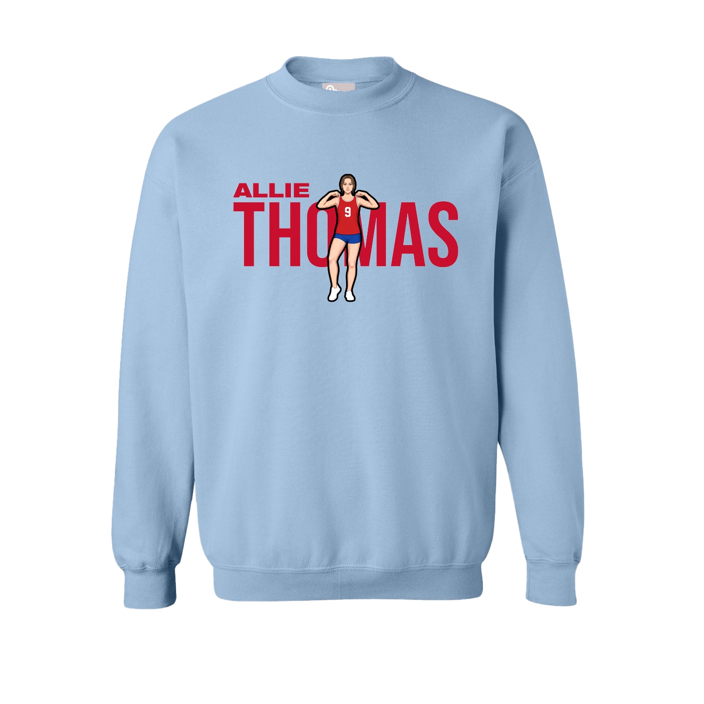 Fleece Crew — Player Name in Light Blue