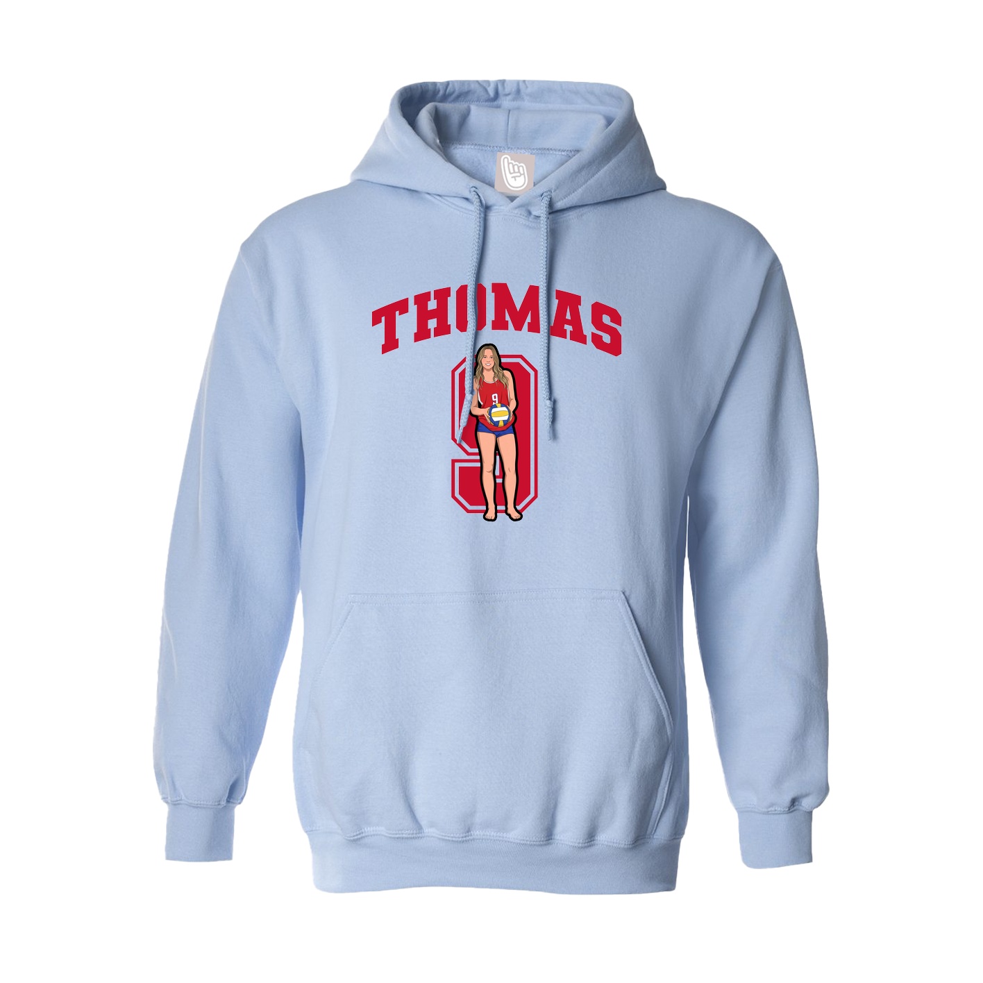 Hoodie — Number in Light Blue