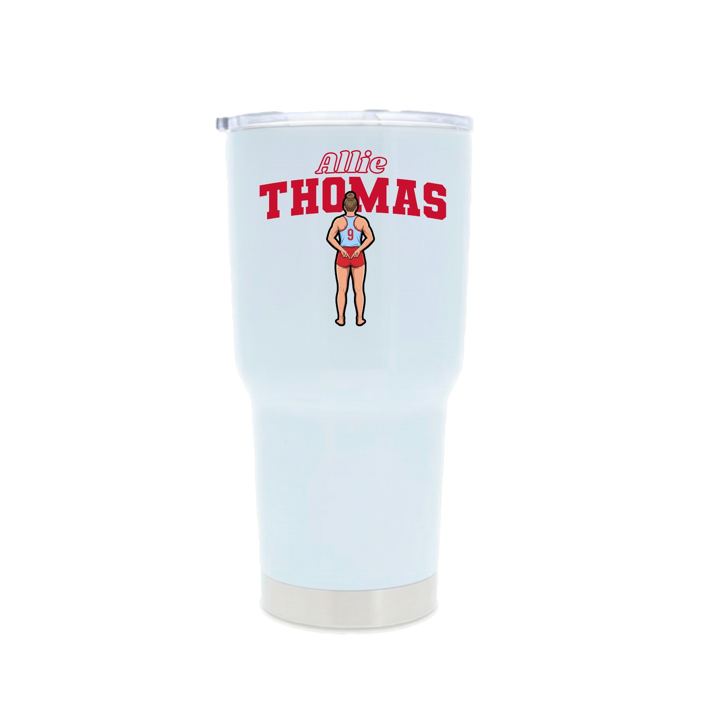 30oz Stainless Steel Tumbler — Name Arch in White