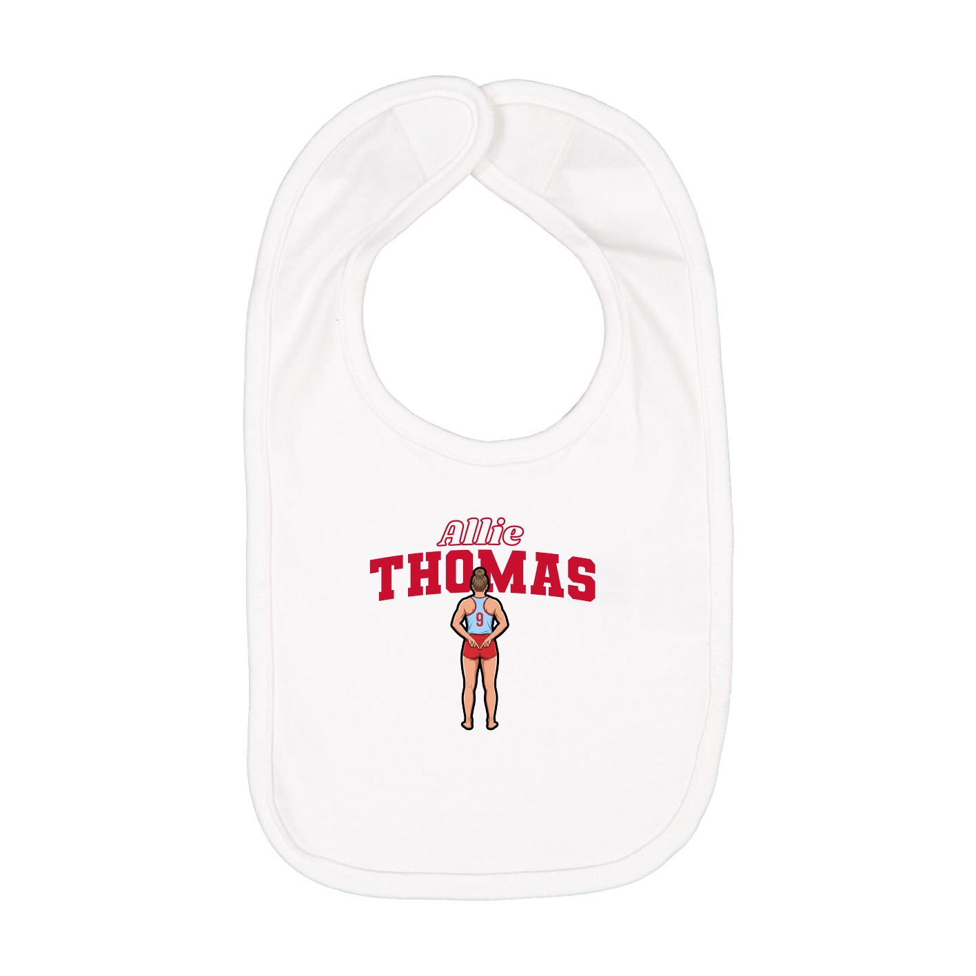 Infant Bib — Name Arch in White